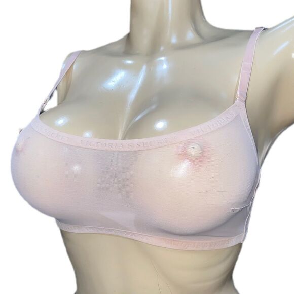 Victorias Secret Sexy sheer mesh unlined bralette bra Beige Medium - Picture 2 of 4